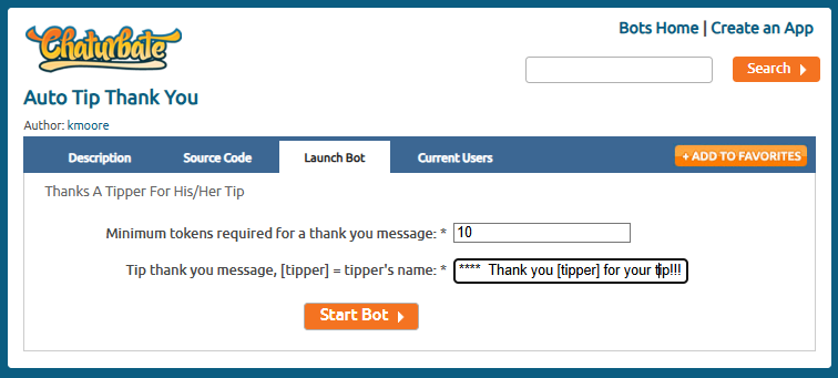 Auto-tip thank you chaturbate bot